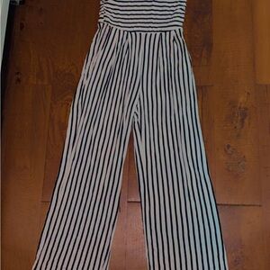 Heart Hips Black and White Striped Jumpsuit